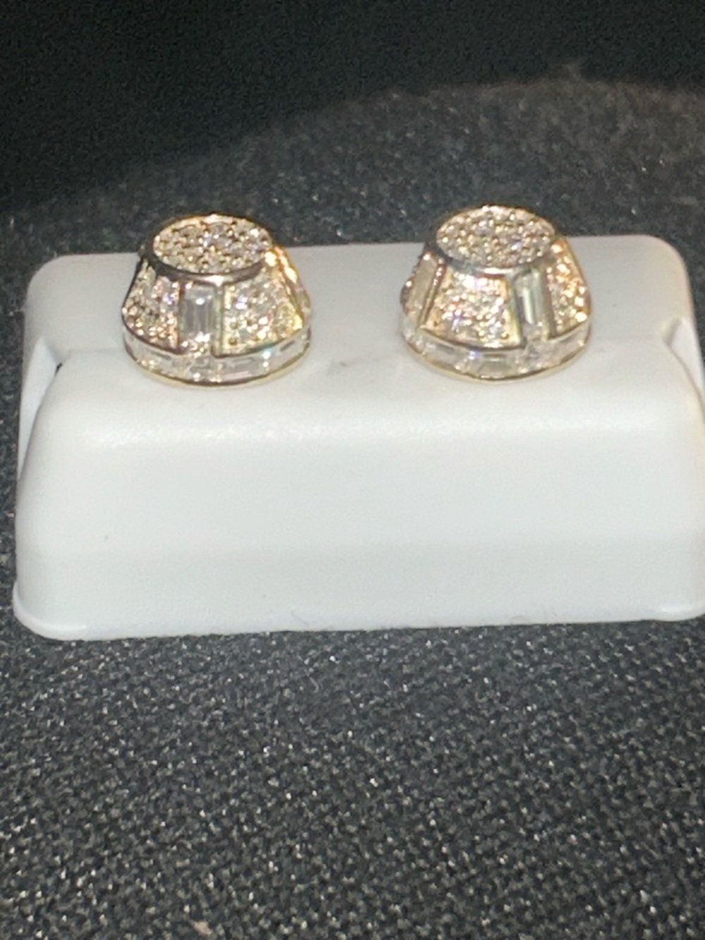 Gold-Tone Pave Dome Stud Earrings with Clear Crystals